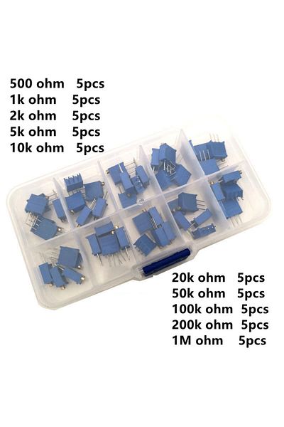 Choice 50pcs/lot 3296W Multiturn Trimmer Potentiometer Kit High Precision 3296 Variable Resistor With Fr...
