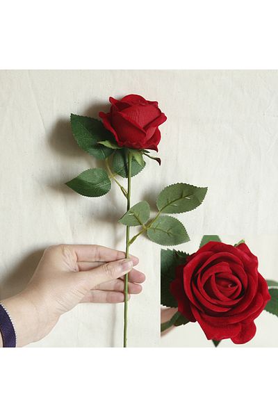 Choice Red 5pc Artificial Flowers Silk Rose Long Branch Bouquet For Wedding Home Decoration Fake Plants Diy