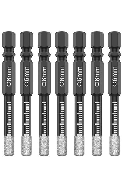 Toorise 7Pcs 6mm Dry Diamond Drill Bits Set Vacuum Brazed Core Drill Bit Kit Quick Change Hex Shank for P...