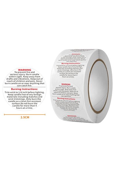 Choice 1inch 500pcs White Candle Warning Labels,1inch 1.5inch Round Candle Safety Labels Sticker For Candle