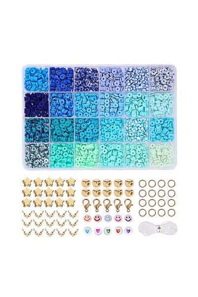 Choice Blue 2400pcs Clay Beads Bracelet Making Kit Includes Loose Beads And String For Diy Jewelry Craft Fo