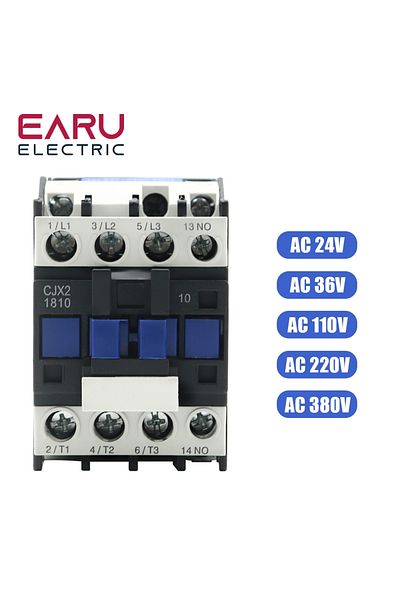 EARUELETRIC Ac 220v Cjx2-1810 Lc1 Ac Contactor 18a 3 Phase 3-pole No Coil Voltage 380v 220v 110v 36v 24v 50/60hz