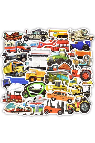 Choice 50 PCS Engineering Vehicle Car Sticker Cute Bus Truck Motorcycle Stickers for Kids Toy Travel Tro...