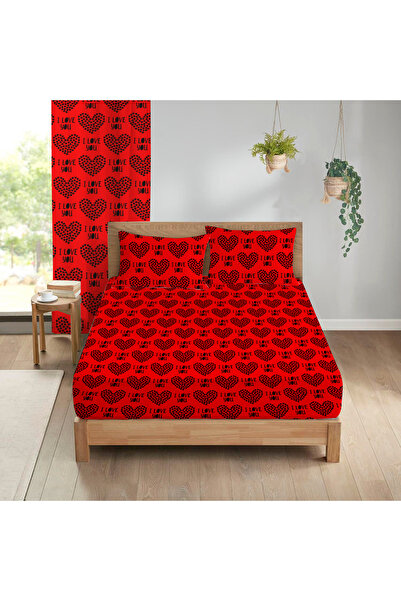 Evmila Set cearșafuri duble cu model de inimă 160x200 cm