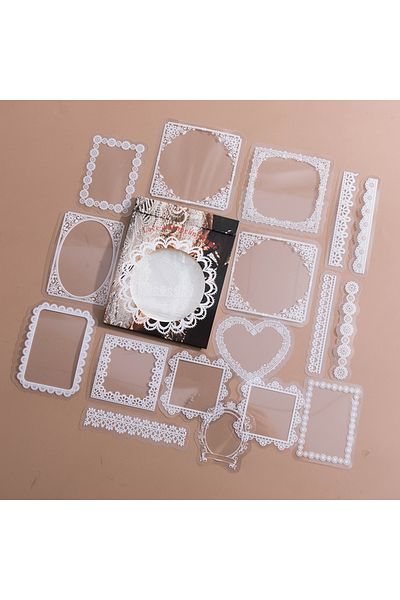 Choice B Yoofun 30pcs/pack Kawaii Lace Sticker Vintage Lace Heart Frame Cute Diy Decorative Stickers For A.