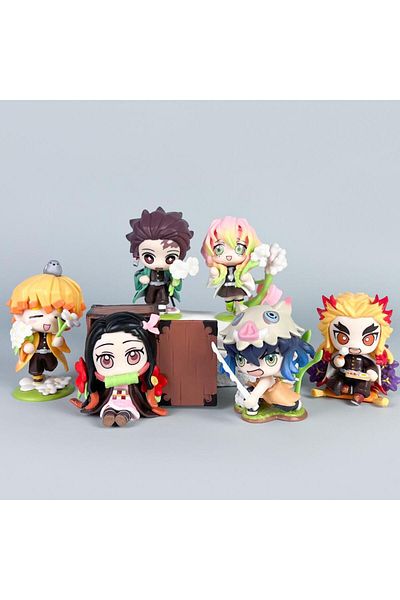 Choice 6 Pcs 6 Pcs/set Demon Slayer Birth Flower Figure 7-9cm Anime Character Kimetsu No Yaiba Nezuko Tanji
