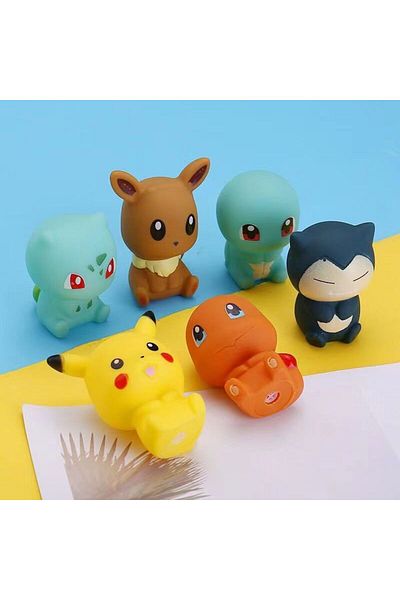 Choice 6pcs Vocal Bath Toy Playing House Bulbasaur Charmander Squirtle Eevee Snorlax Cartoon Figures For Ki