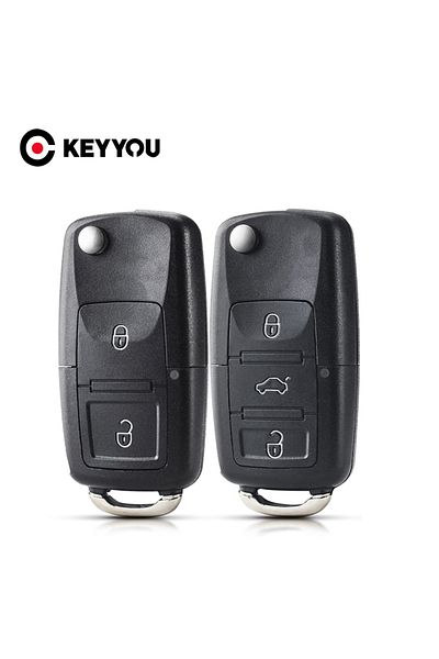 KEYYOU 10pcs 2/3BNT Remote Flip Folding Car Key Shell Case For VW Volkswagen Golf 4 5 Passat B5 B...