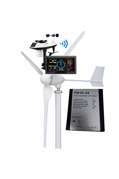 Naier 1000W/24V Rüzgar Türbini + Hava  İstasyonu + Şarz Kontrol Cihazı