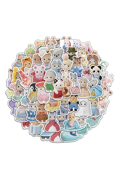 Choice 55pcs 55/110/165pcs Calico Critters Family Cartoon Cute Handheld Notebook Skateboarding Luggage Deco