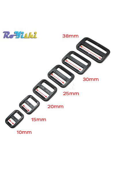 Choice Webbing Size 25mm 10pcs 10 Pcs/pack Plastic Slider Tri Glide Adjust Buckles Wider Style Backpack St