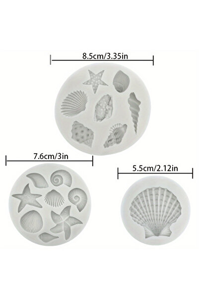 Choice 3 قطع من زينة الكيك على شكل محيط مع قالب سيليكون، محارة، نجم البحر، قا...