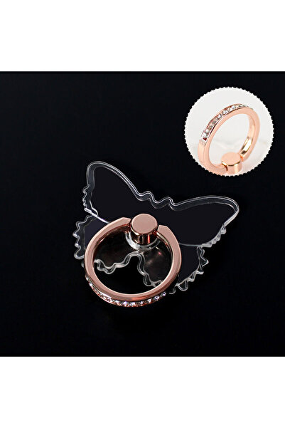 Choice خاتم ذهبي وردي شفاف على شكل فراشة فاخرة حامل هاتف محمول لهاتف iPhone 1...