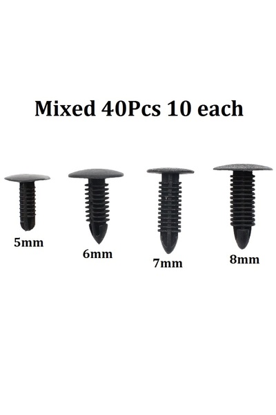 Choice مزيج 40 قطعة عالمي 40 قطعة برشام بلاستيكي أسود ادفع في 5 مم 6 مم 7 مم ...