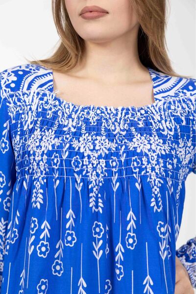 mervemoda Жіноче літнє ткане плаття з довгим рукавом плюс розмір