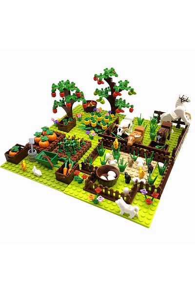 Choice 4in1 Green Set Moc Farm Animals Trees Plants Building Blocks For Kids Compatible Classic Bricks Jugu