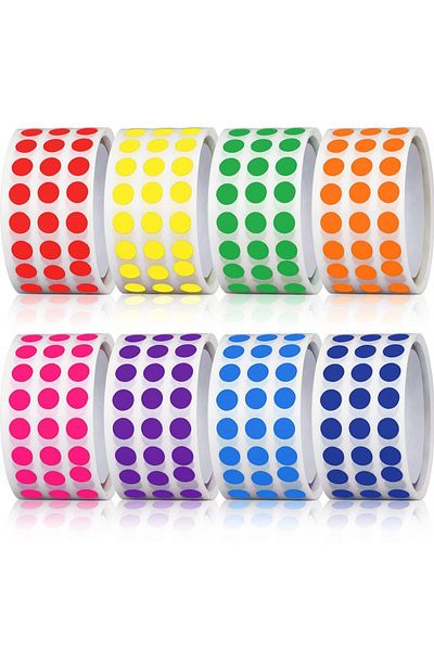 Choice Mixed Color 8000 Pieces 1/4 Inch Round Color Coding Labels Roll Solid Colors Dot Stickers Adhesive C
