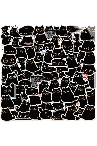 Choice 100pcs 10/20/40/80pcs Black Cat Cute Kawaii Stickers Vintage For Diy Notebook Guitar Scrapbooking Mo
