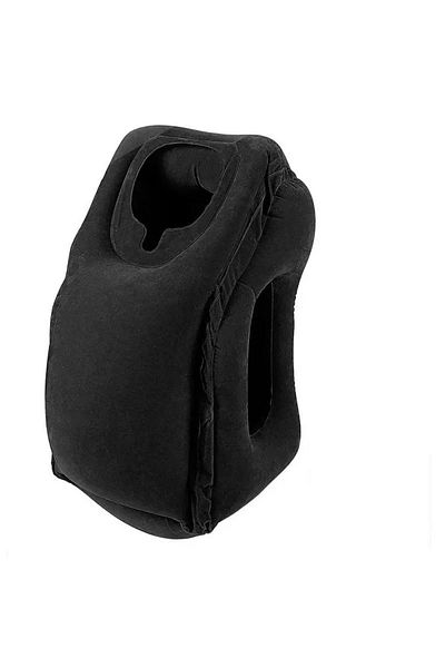 Choice Black 1pc Inflatable Air Cushion Travel Pillow Headrest Chin Support Cushions For Airplane Plane Off