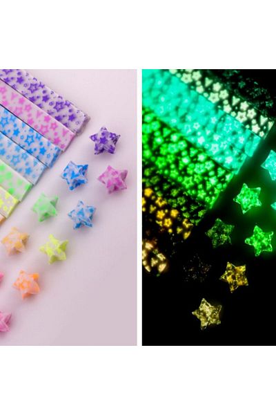 Choice 4 210 Sheets Luminous Origami Stars Paper 10 Colors Strips Lucky Star Decor Folding Paper Craft Pap.