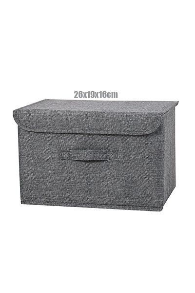 Choice 26x19x16cm Washable Cotton Linen Fabric Folding Cd Storage Box Foldable Bins Toys Organizer With Lid