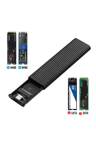 transystar علبة محرك الأقراص الصلبة الخارجية Nvme USB3.1 M.2 من سبائك الألومنيوم مع غطاء محرك الأقراص الصلبة B-key وUSB C