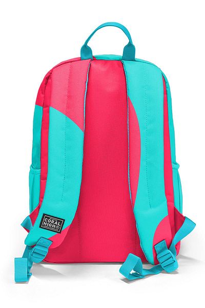 Coral High Rucsac de școală cu model neon coral turcoaz 23685