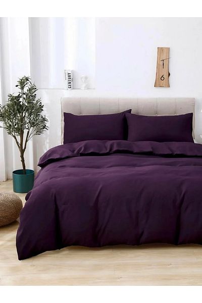 Soft Colours 200X220 cm Cotton Double Duvet Cover - Solid Color Purple Plum