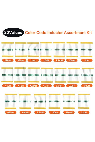 Choice 200PCS/set Inductor Assortment Kit 1UH-4.7MH 20values DIP Inductance Color Ring Inductor Assorted...