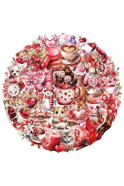 Choice 50pcs 50pcs Red Confession Gift Stickers Pet Cartoon Valentine's Day Decals Laptop Motorcycle Suitca