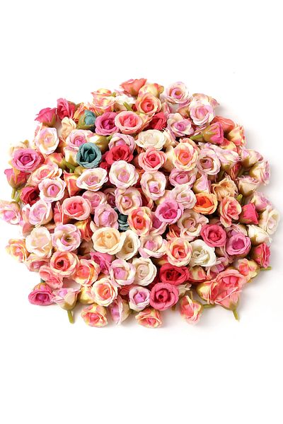 Choice 20pcs 1 20pcs 2cm Mini Rose Artificial Flowers Heads For Home Decor Wedding Decoration Fake Flowers