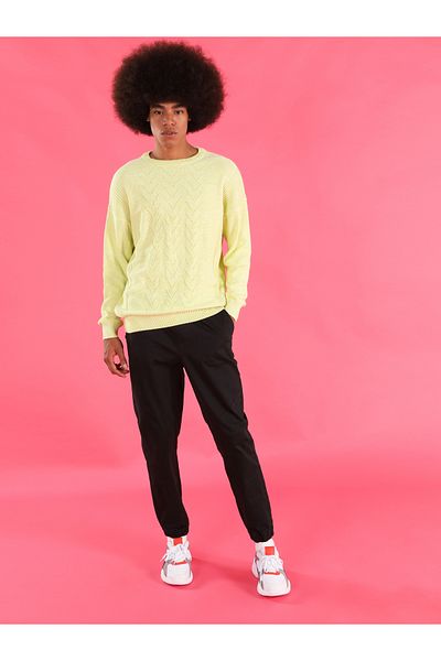 Colin's Regular Fit Round Neck Men's Yellow Sweater
