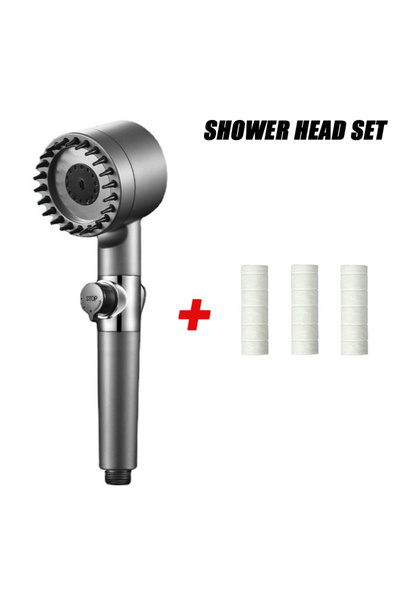 Choice مجموعة رأس الدش رأس دش أسود جديد لرش المطر بضغط عالي و3 أوضاع وحامل فل...