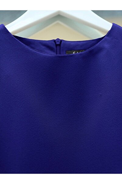 Modamorfo Saks színes ballon ujjú krepp blúz és szoknya szett