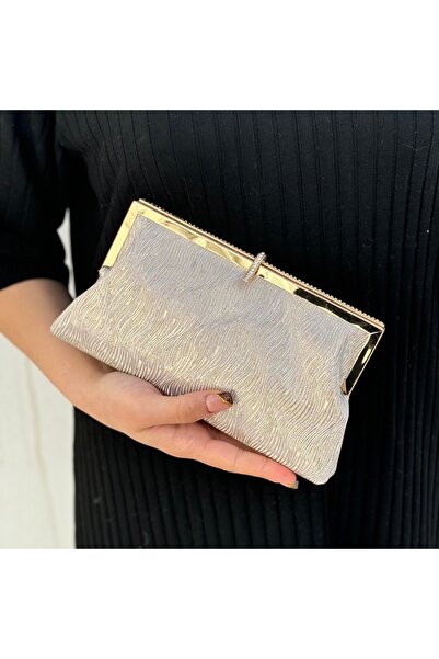 Sh Poly Női arany hullámos estélyi ruhatáska Portfolio Curtch táska