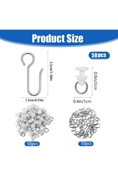 Choice 50 قطعة 50 قطعة من خطافات مسار الستارة المعدنية على شكل حرف S خطافات س...