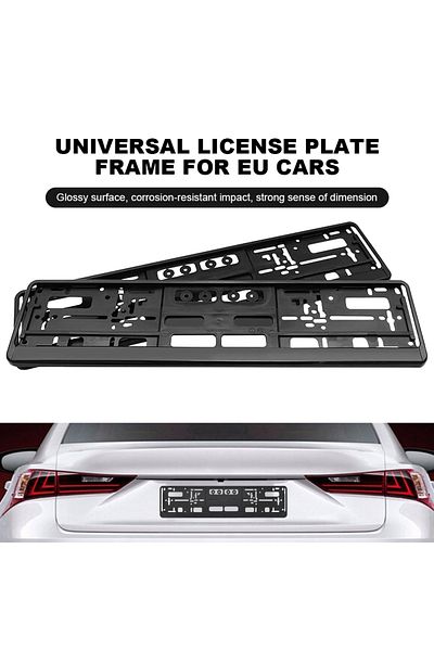 VODOOL 2Pcs Car Licence Plate Bracket Black Number Plate Holder EU Standard License Plate Frame Cover An...