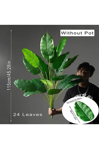 Choice 115cm Bajiao 24ye 85-115cm Large Artificial Plants Bird Of Paradise Tree Tropical Fake Banana Leaves