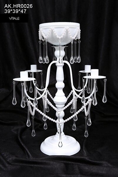 Vitale Büyük 6 Kollu Tekli Şamdan Beyaz Ak.hr0026