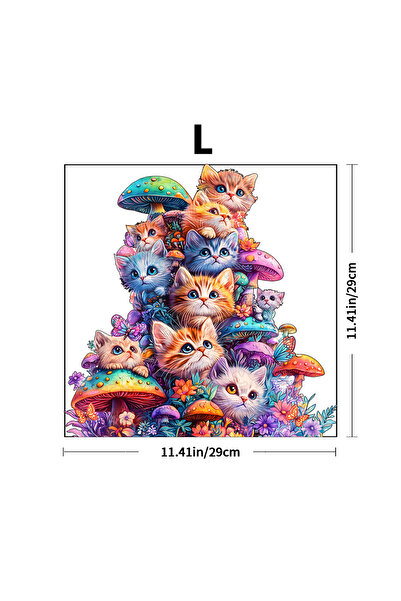 Choice Z139-L لغز خشبي للكبار - نمط حيوان قطة فطر لطيف - شكل غير منتظم فريد م...