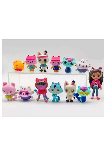 Choice 13pcs/set PVC Gabby Dollhouse Figure Toy Mercat Cartoon Stuffed Animals Smiling Car Cat Hug Gaby ...