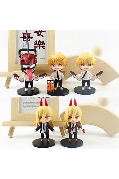 Choice 6pcs/set Anime Chainsaw Man Action Figurines Q Version Denji Power Figure PVC Model Doll Collecti...