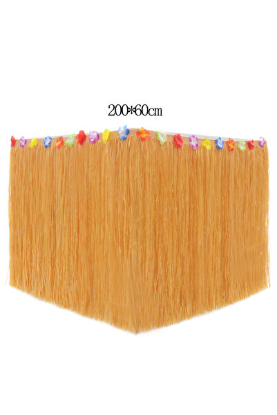 Choice تنورة طاولة من العشب الاستوائي لحفلات هاواي مقاس 200×60 سم، تنورة هولا لحفلات لواو، تنورة تيكي هاو