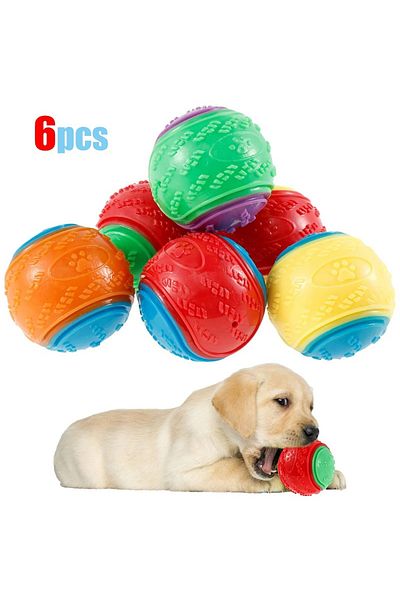 Choice 6pcs Pet Dog Toy Interactive Rubber Squeaky Ball Dog Toy Bite-resistant High Bounce Puppy Ball Inter