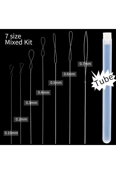 Choice Twist Mixed 7 Pcs New Beading Needles Twisted Needle Center Opening Beaded Pin Stainless Steel Jewel