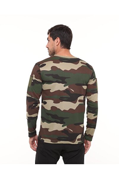 SINGLE SWORD Crew Neck Long Sleeve Camouflage Pattern T-Shirt