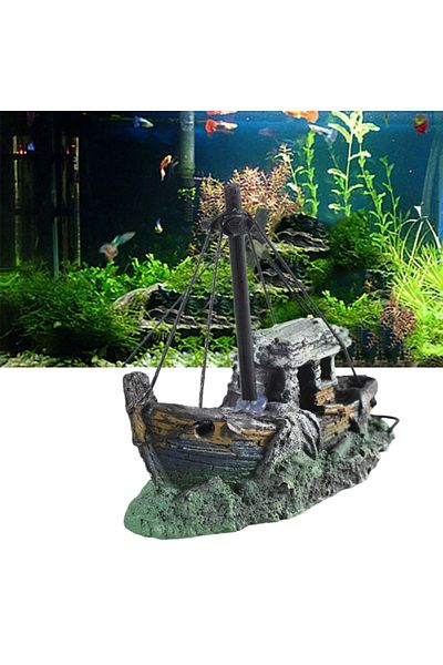 Choice Aquarium Sunken Ship Decoration Resin Fishtank Ornaments Hideout for Hermit 12.5*6*10cm Mini Retr...