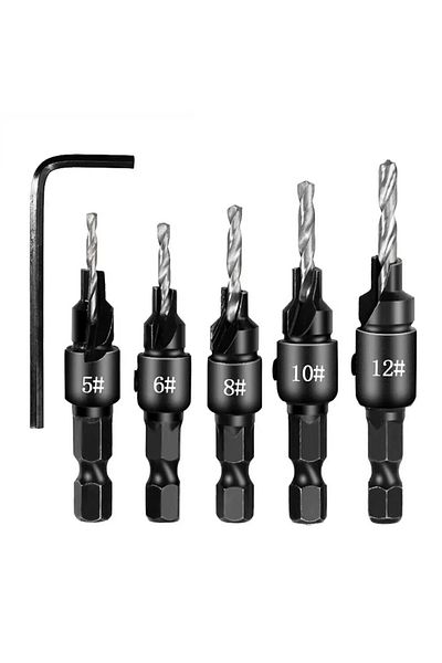 atooltour Countersink Bit Set Countersink Drill Bit Set For Wood Counter Sink Wood Pilot Screw Hole Cutter Cou