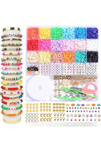 Choice5 H2200-2 Handmade Jewelry Set Polymer Clay Beads Set Rainbow Color Fla...