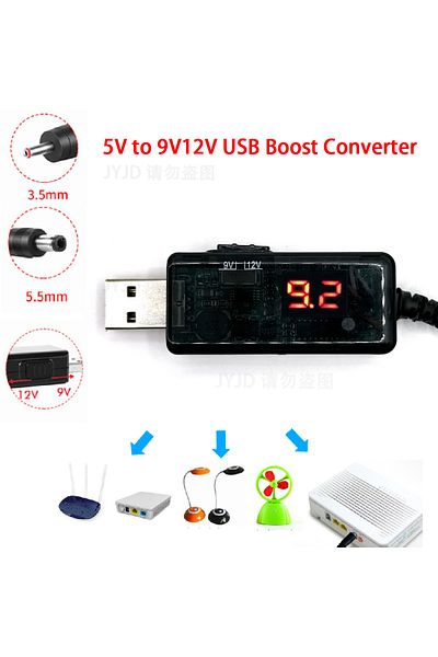 Choice Black Usb Boost Converter Dc 5v To 9v 12v Usb Step-up Converter Cable 3.5x1.35mm Connecter For Power